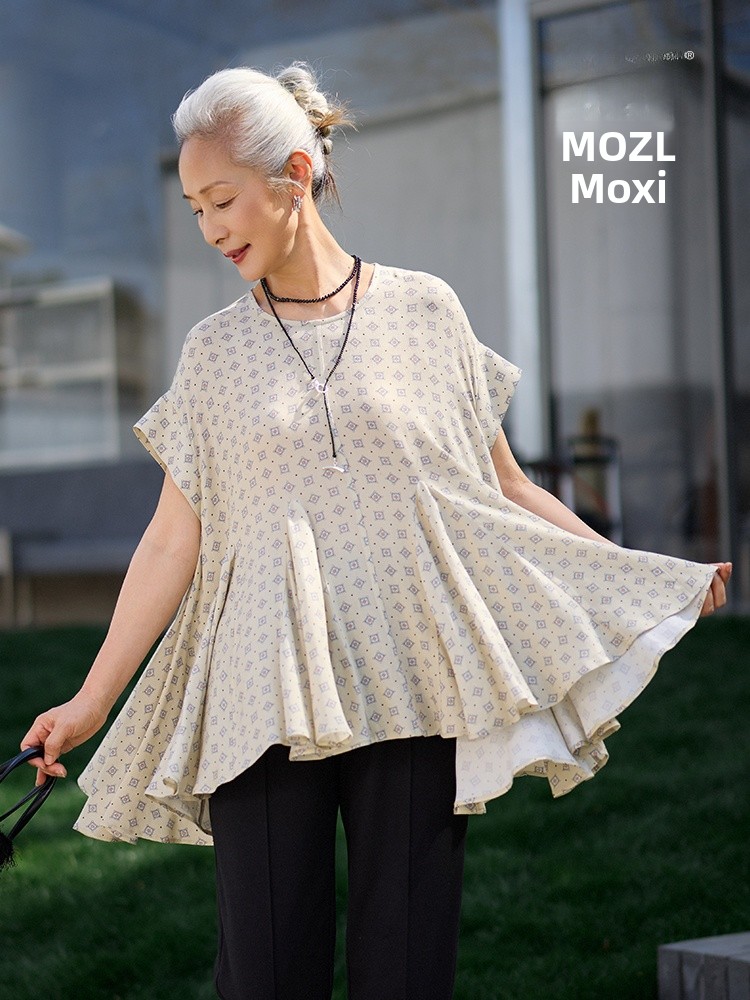 Women'S Fashion In The 60S - Muzhi เสื้อยืดแขนสั้นแฟชั่นฤดูร้อนสำหรับคุณแม่วัยกลางคน เสื้อลำลองสำหรับผู้หญิงวัย 50 และ 60