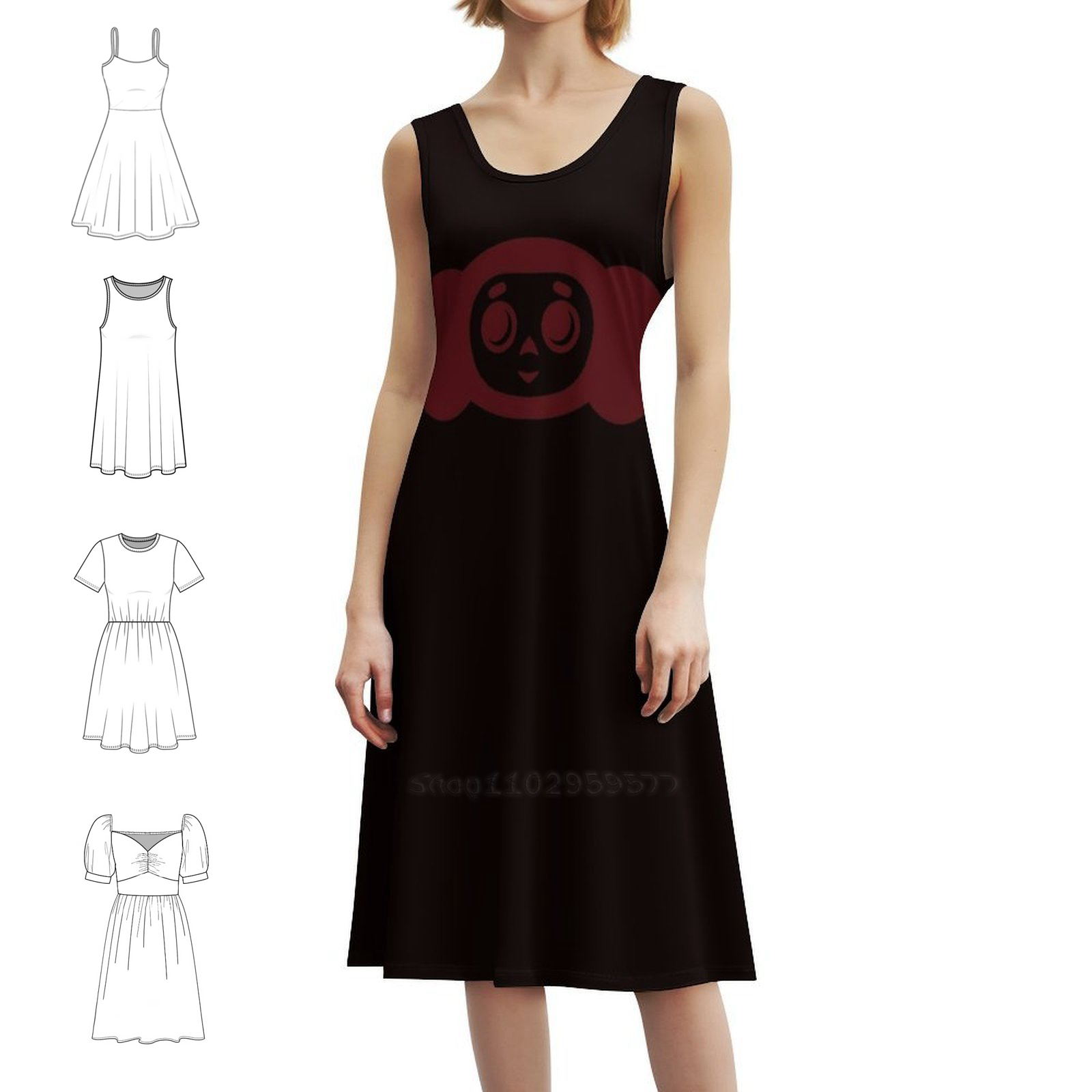 Women Fashion Gown - ชุดเดรสเชบูราชก้าลายการ์ตูนคลาสสิกสไตล์โบโฮชิค ชุดเดรสแฟชั่นหรูหราสำหรับงานแต่งงานริมชายหาด ชุดราตรีลายการ์ตูนเชบูราชก้าคลาสสิก