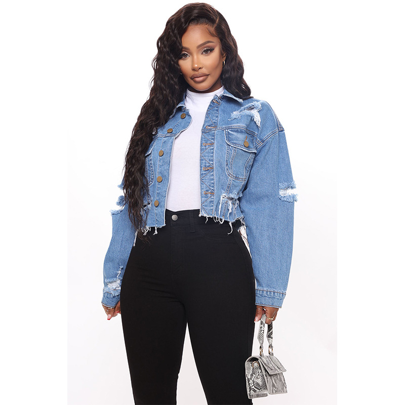 เสื้อแจ็คเก็ตยีนส์ขาสั้น Rippe - Women'S Fashion Denim Jacket บทวิจารณ์และราคา