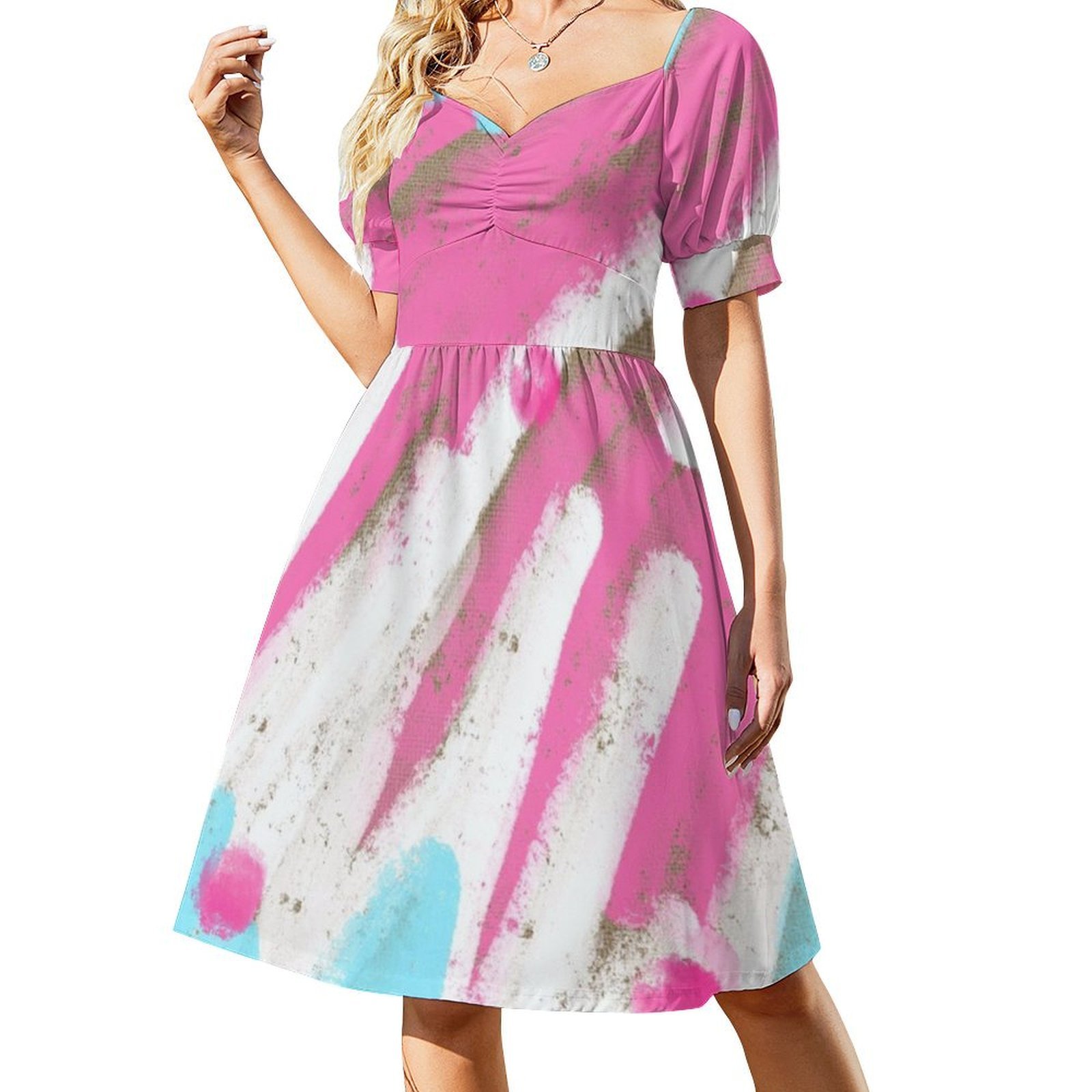 ชุดเดรสสไตล์โบโฮชิคสีชมพูและสี - Women Fashion Gown บทวิจารณ์และราคา