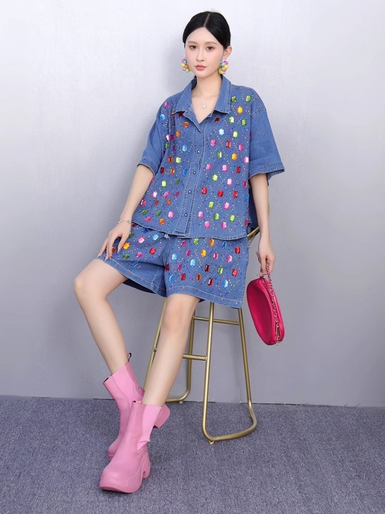 ชุดเซ็ตสองชิ้นแฟชั่นสำหรับผู้ห - Women'S Fashion Denim Jacket บทวิจารณ์และราคา
