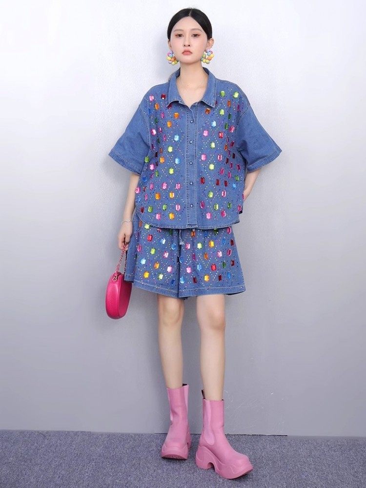 ชุดเซ็ตสองชิ้นแฟชั่นสำหรับผู้ห - Women'S Fashion Denim Jacket บทวิจารณ์และราคา
