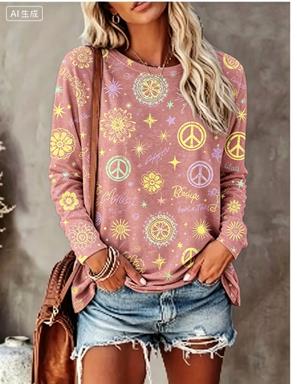 เสื้อยืดแขนยาวผู้หญิง ลายดอกเด - Trend Women Fashion บทวิจารณ์และราคา