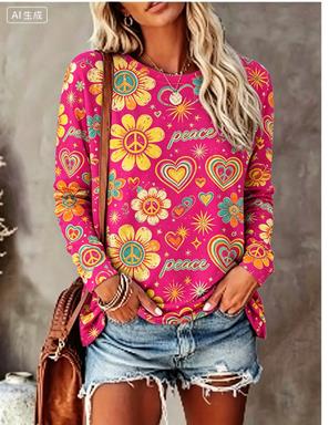 เสื้อยืดแขนยาวผู้หญิง ลายดอกเด - Trend Women Fashion บทวิจารณ์และราคา