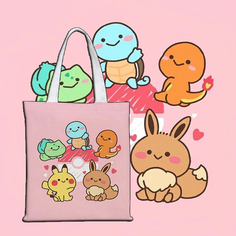 กระเป๋าผ้าแคนวาสลายโปเกมอนน่าร - Canvas Tote Bag บทวิจารณ์และราคา