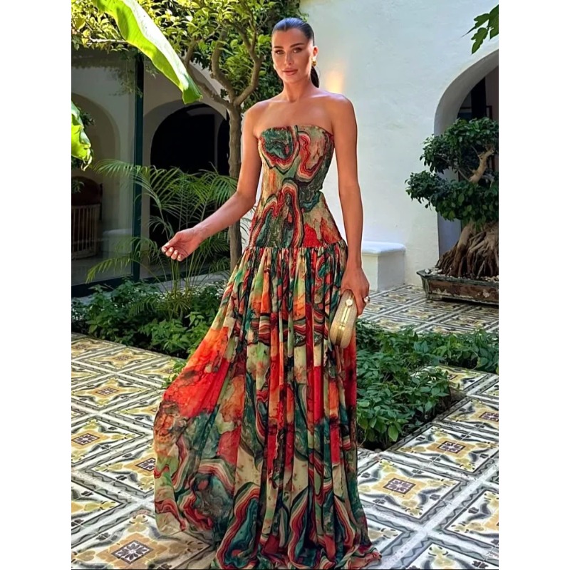 ชุดเดรสจับจีบเอวแบบไม่มีสายรัด - Women Fashion Gown บทวิจารณ์และราคา