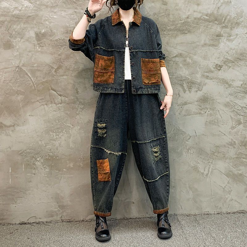 ชุดคาวบอยสไตล์เรโทรสำหรับผู้หญ - Women'S Fashion Denim Jacket บทวิจารณ์และราคา