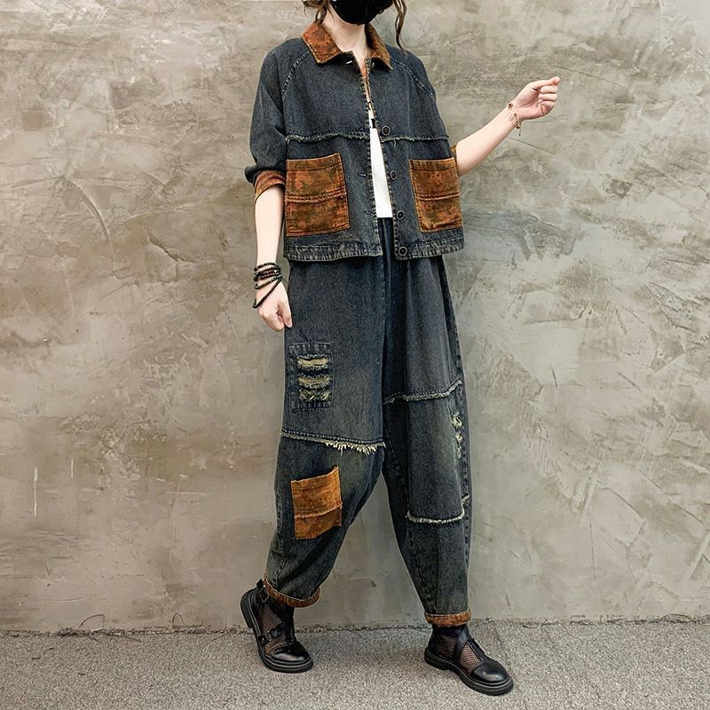 ชุดคาวบอยสไตล์เรโทรสำหรับผู้หญ - Women'S Fashion Denim Jacket บทวิจารณ์และราคา